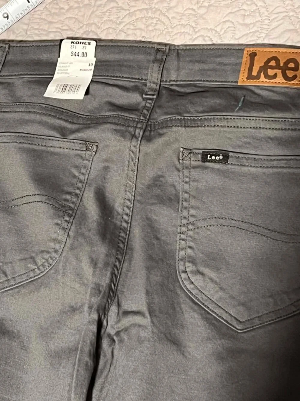 Lee Relaxed Fit Straight Leg Pants Charcoal Grey Size 10